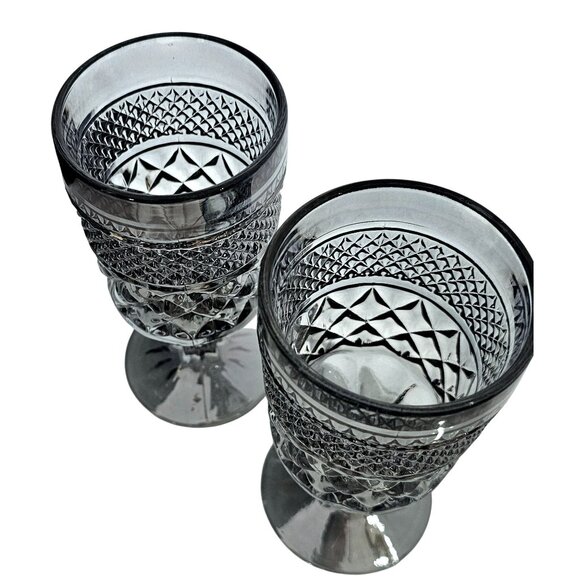 2  Wexford Smoke Luster Water Goblets 6.75" Anchor Hocking glasses iridescent - Picture 4 of 8